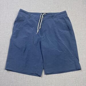 Faherty Belt Loop All Day Shorts Mens 34 Blue Cotton Blend Drawstring Flat Front
